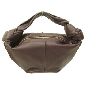 Bottega Veneta Double Knot Handbag Top Handle Lambskin Leather Grape